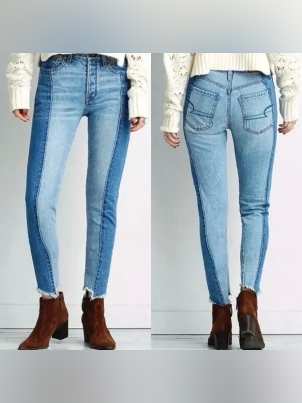 american eagle two tone skinny jeans
